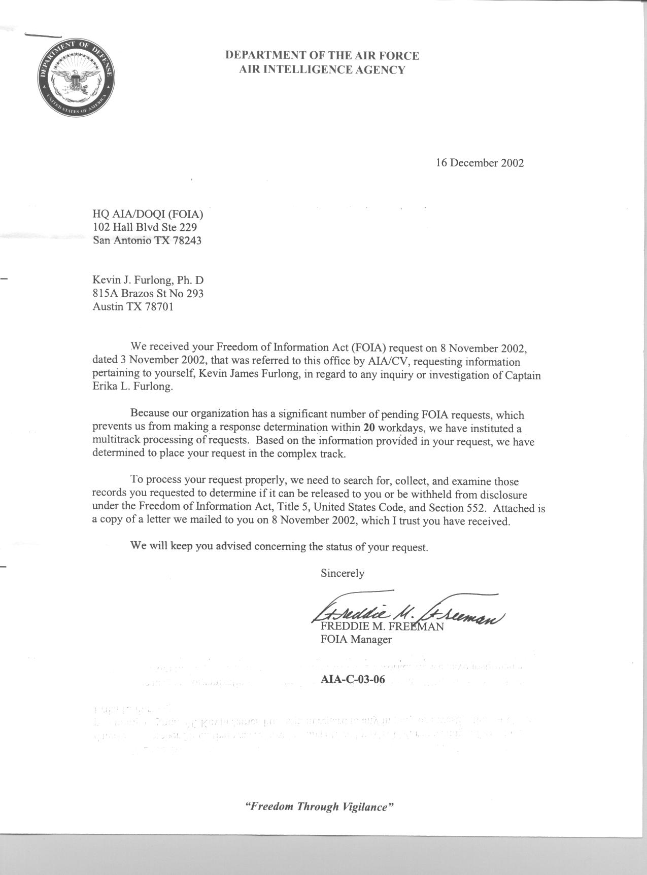 Foia Request Letter Example